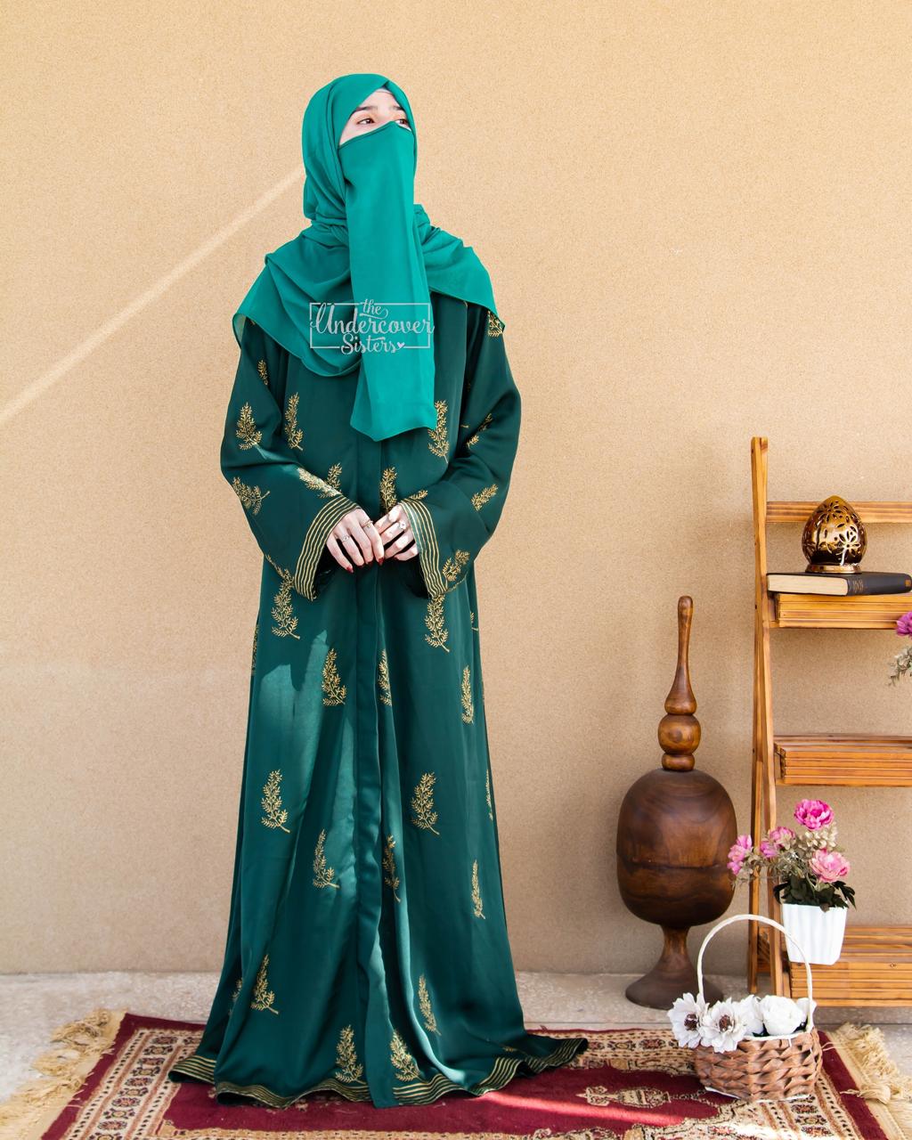 Golden Twigs Block-Printed Abaya