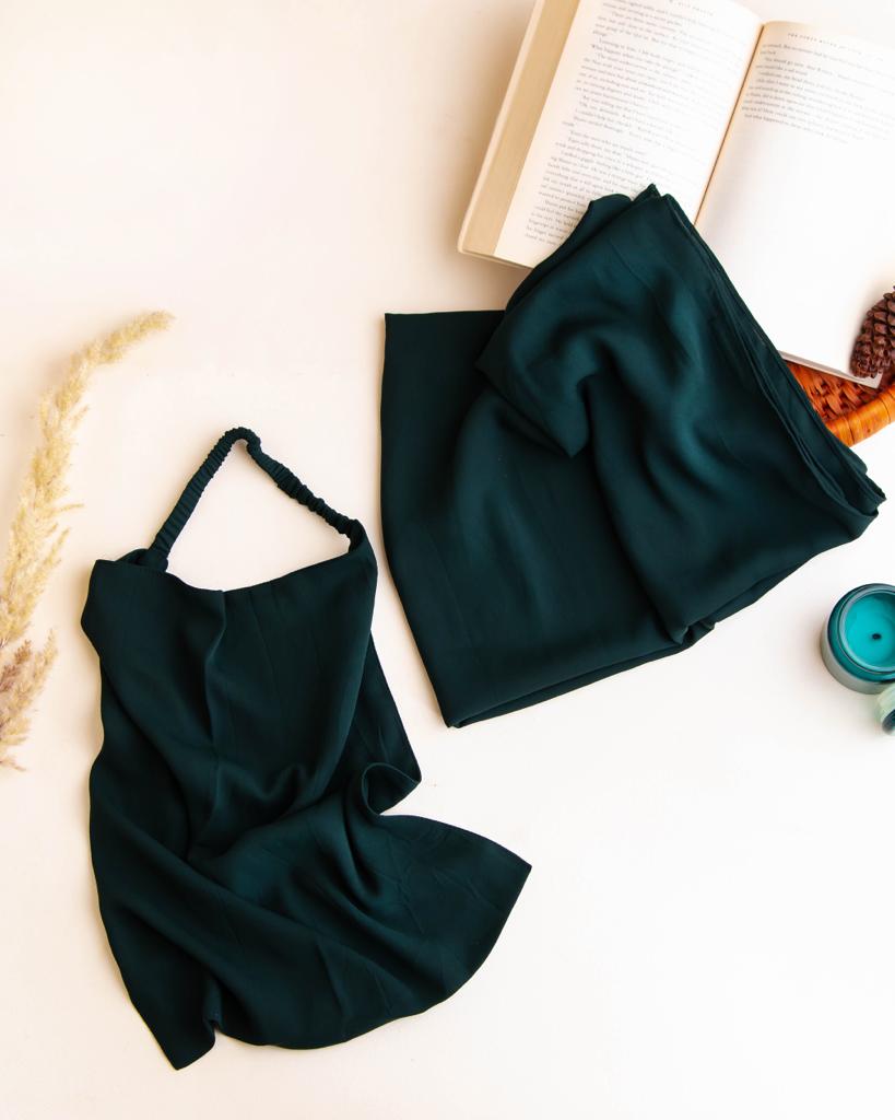 Hijab & Naqab Set-Dark Green