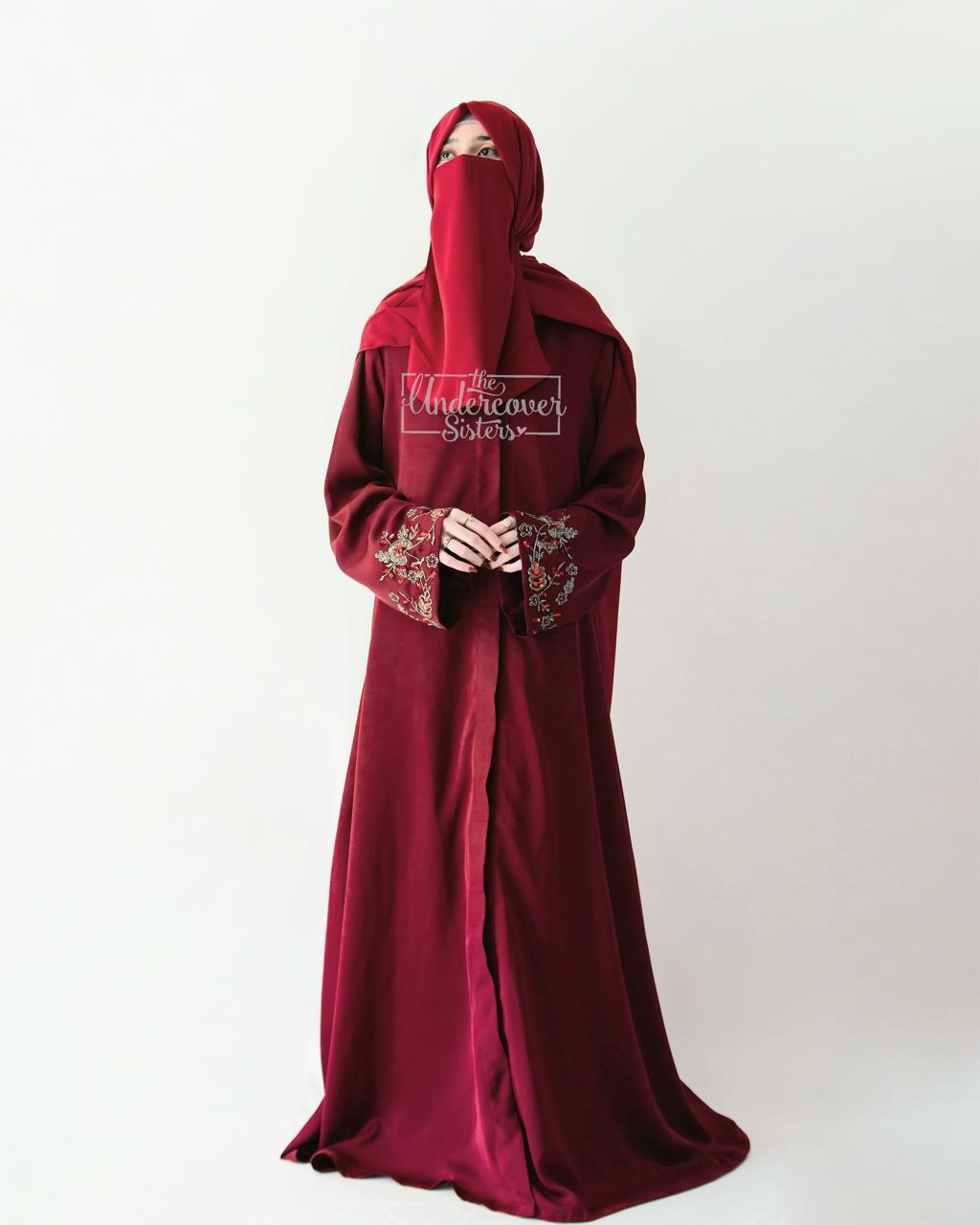 Hijab & Naqab Set-Reddish Maroon