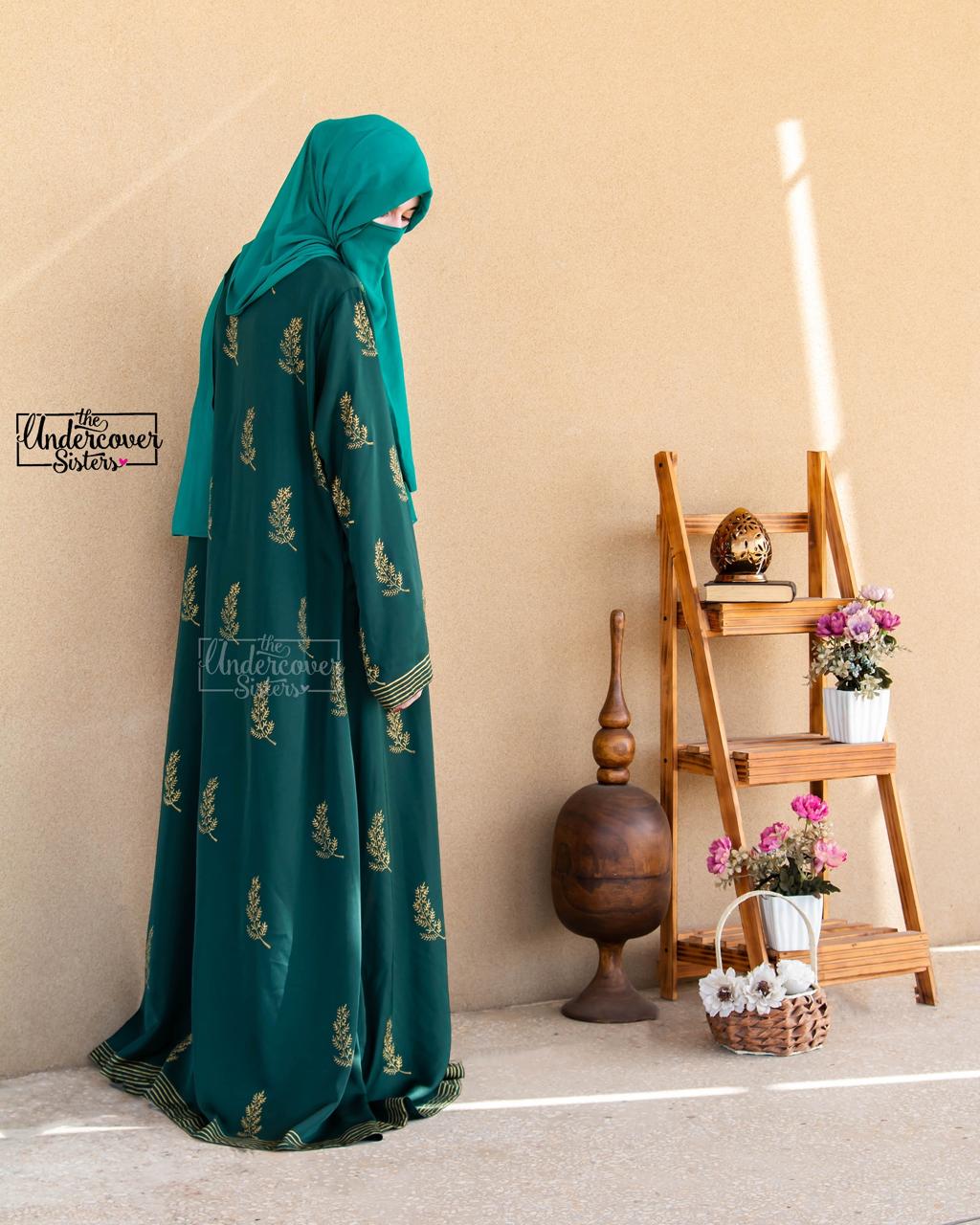 Golden Twigs Block-Printed Abaya