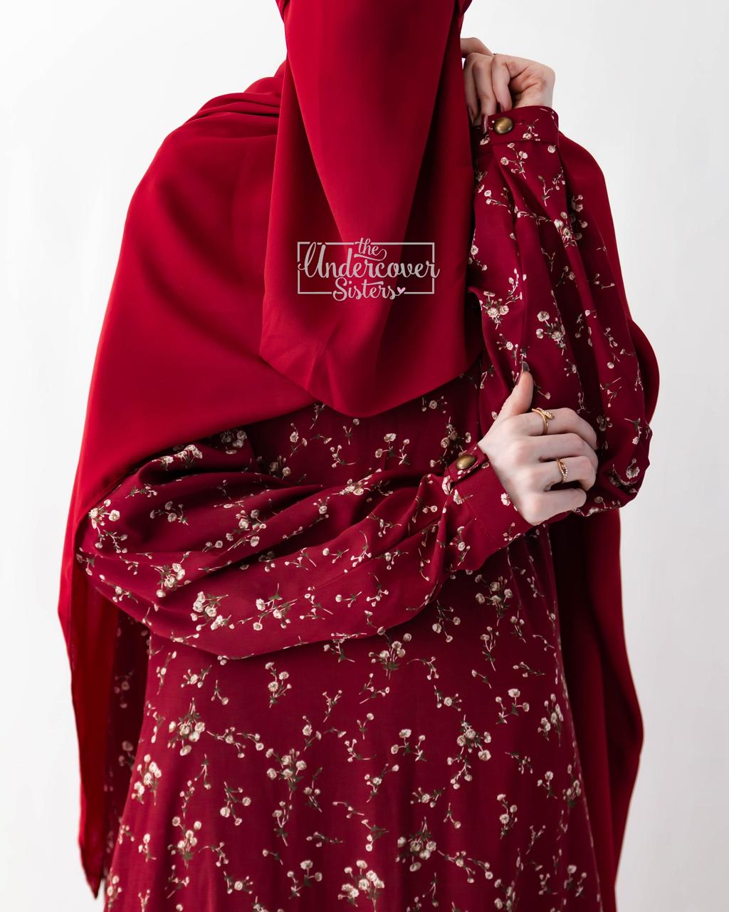 Hijab & Naqab Set-Reddish Maroon