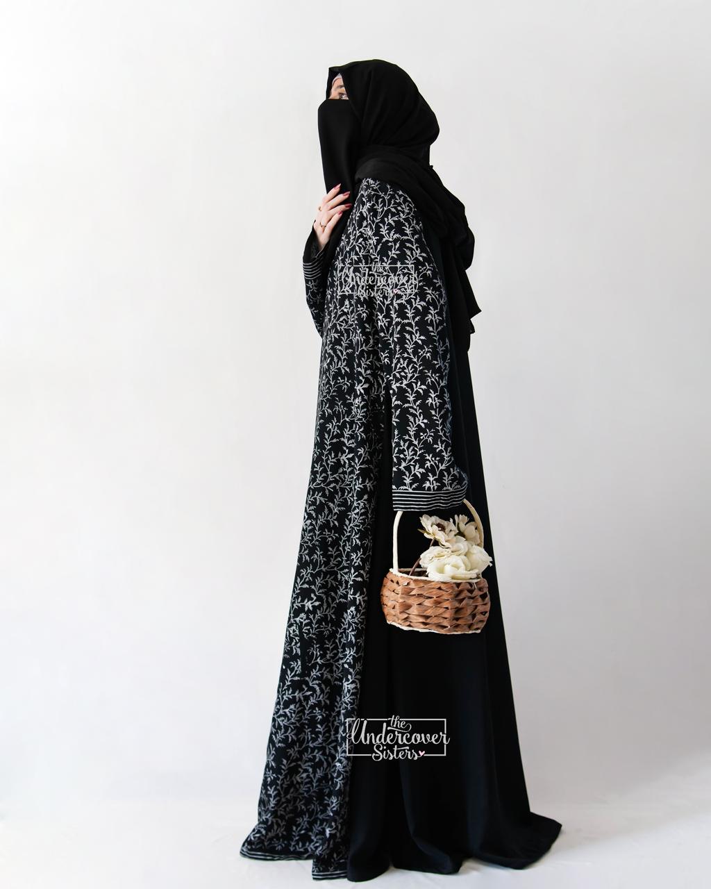 Galaxy- Silver Block-Printed Abaya