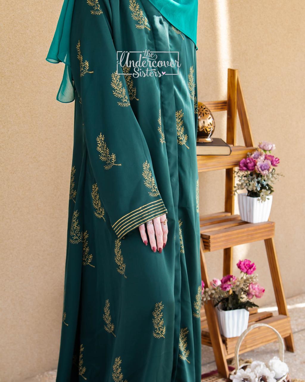 Golden Twigs Block-Printed Abaya