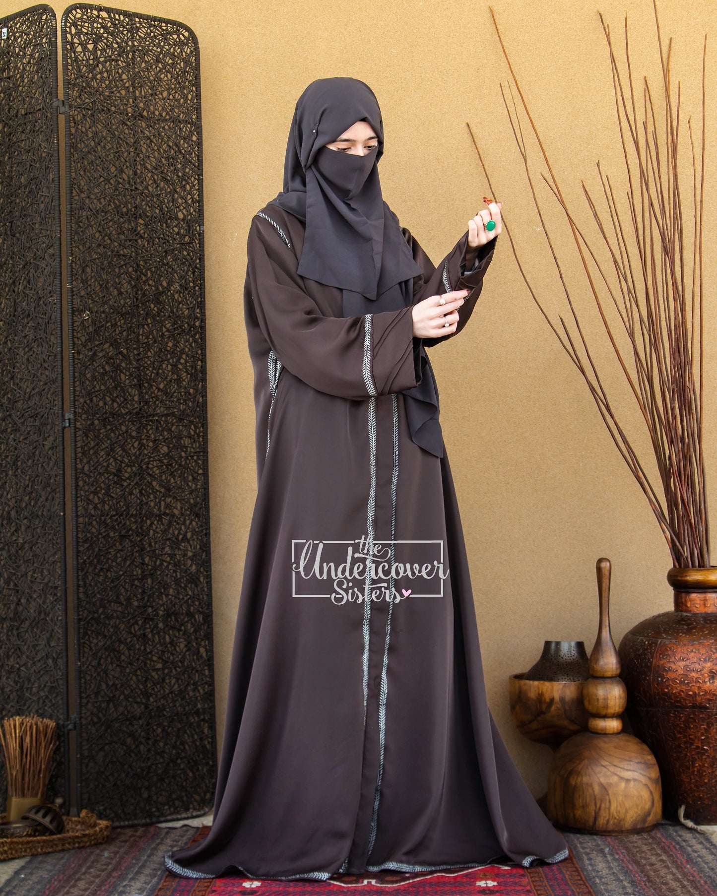 Andalusi Silver Pasted Abaya
