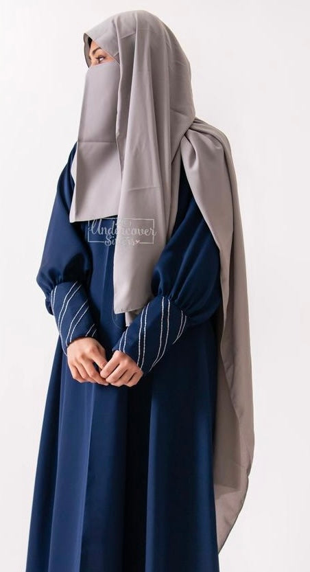 Hijab & Naqab Set-Grey