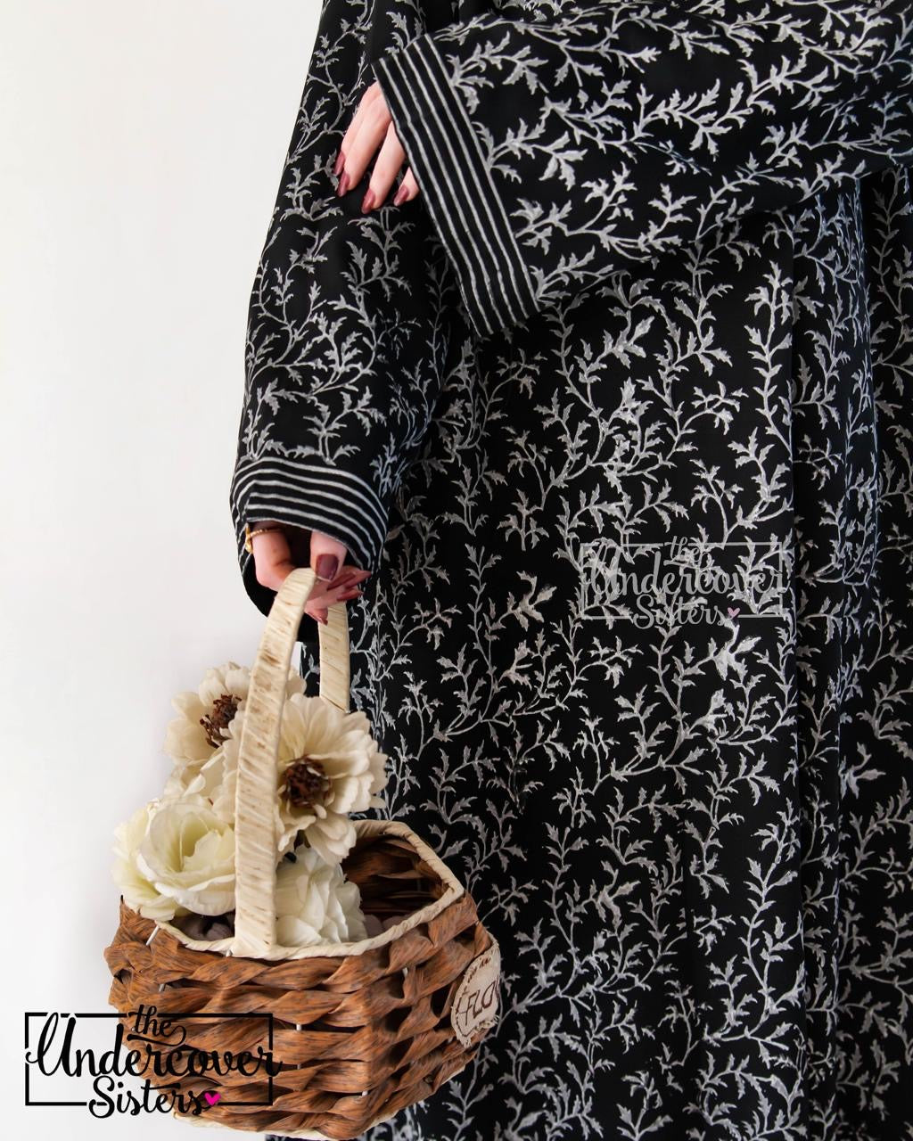 Galaxy- Silver Block-Printed Abaya