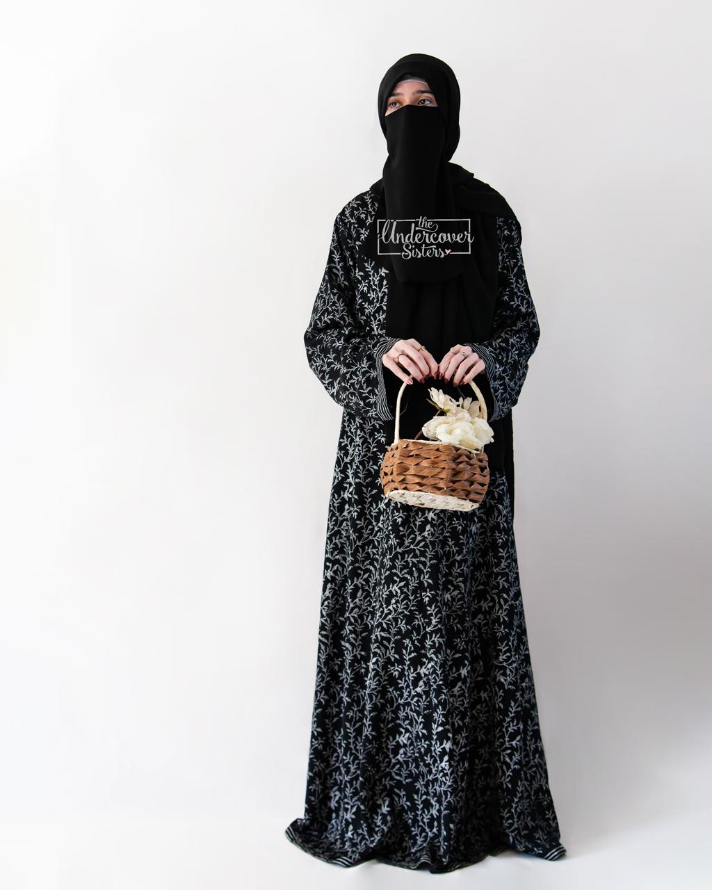 Galaxy- Silver Block-Printed Abaya