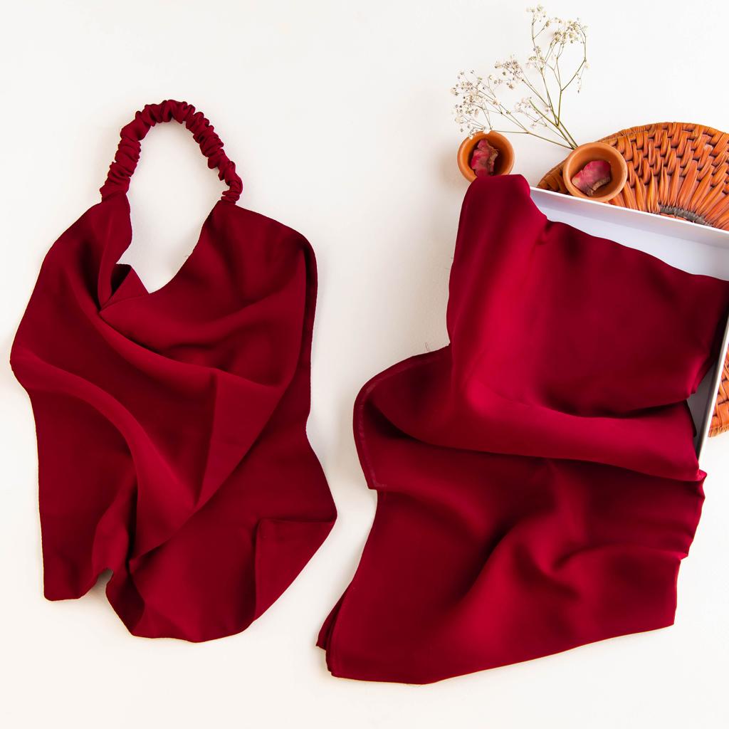 Hijab & Naqab Set-Reddish Maroon