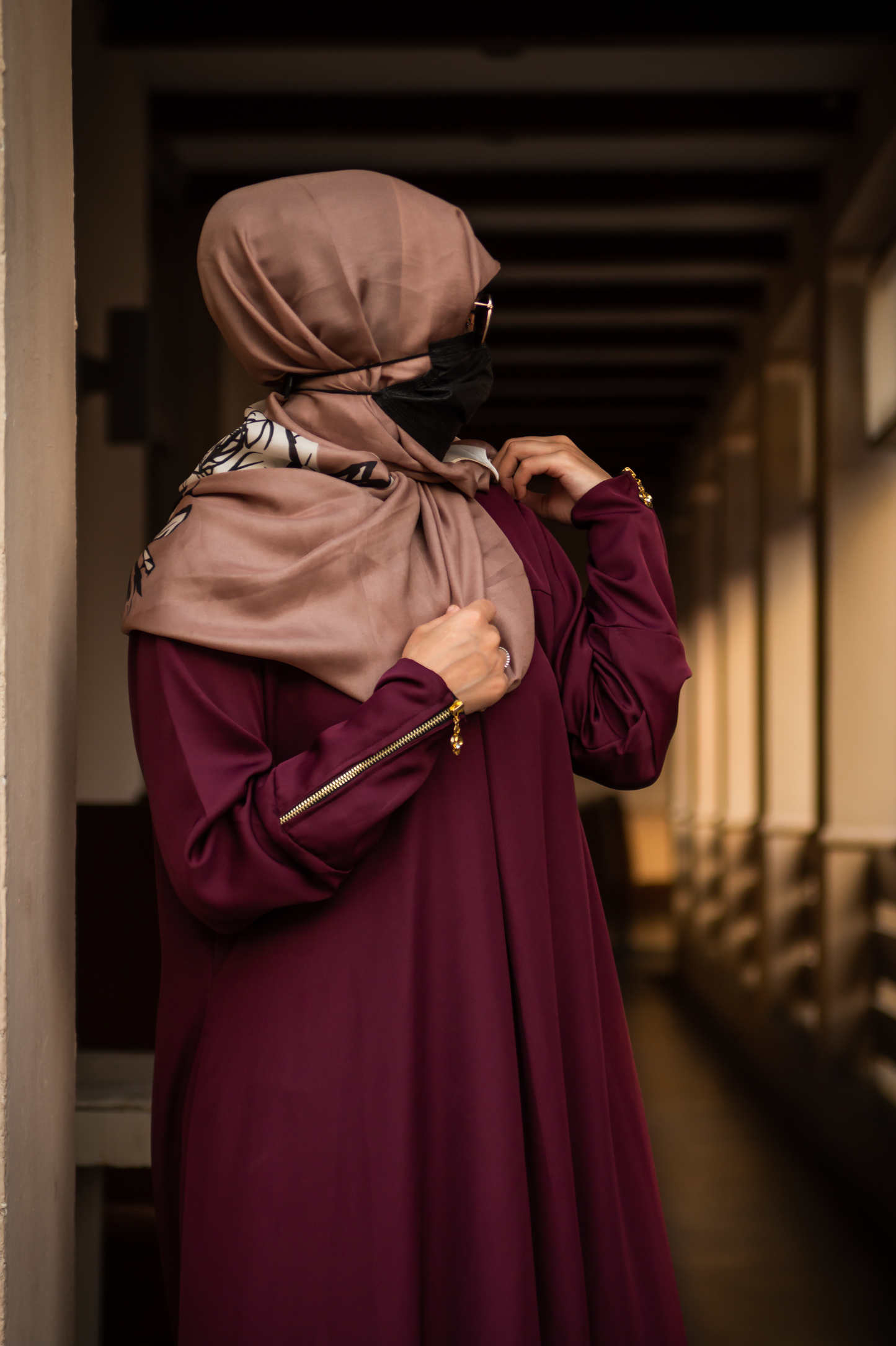 Zipper sleeves Abaya