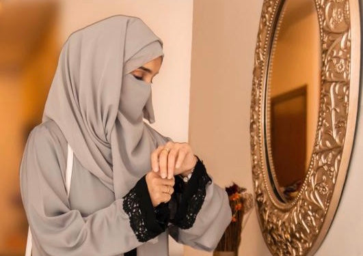 Hijab & Naqab Set-Dark Grey