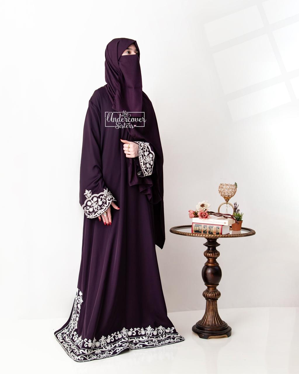 Dyed Hijab & Naqab Set-Dark Purple