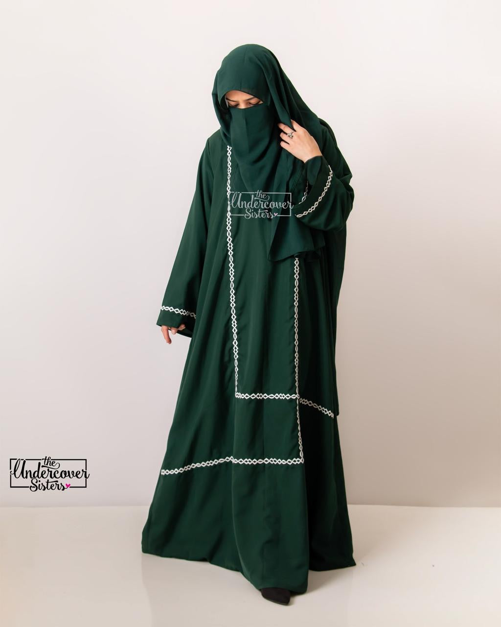 Hijab & Naqab Set-Dark Green