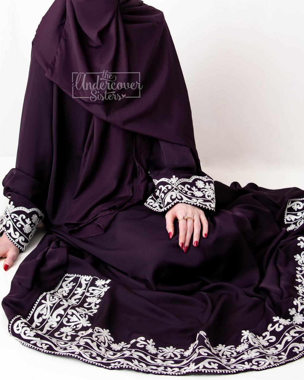 Dyed Hijab & Naqab Set-Dark Purple