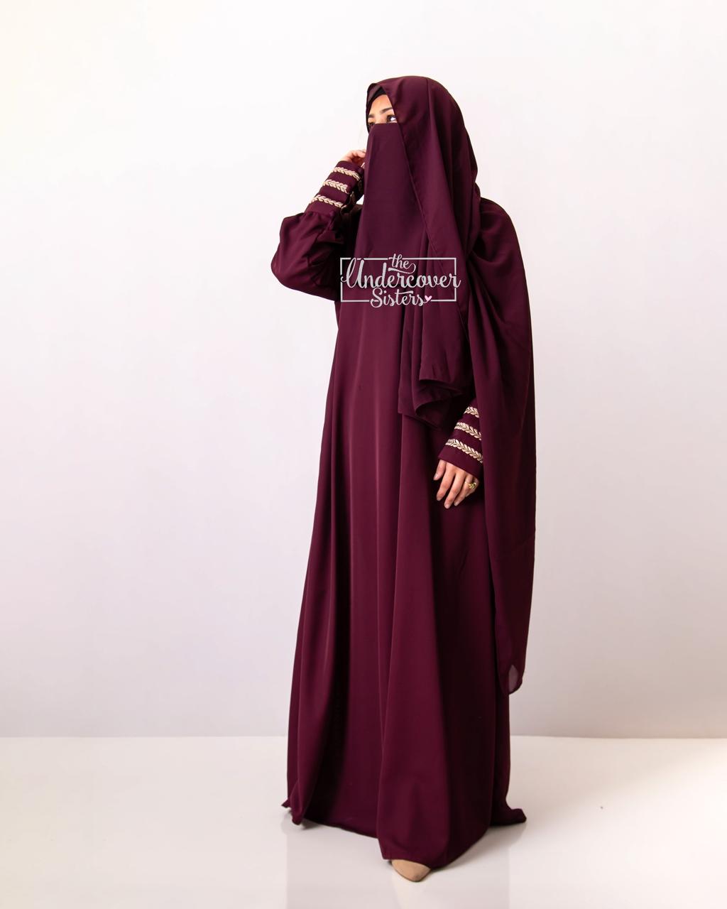 Hijab & Naqab Set-Maroon