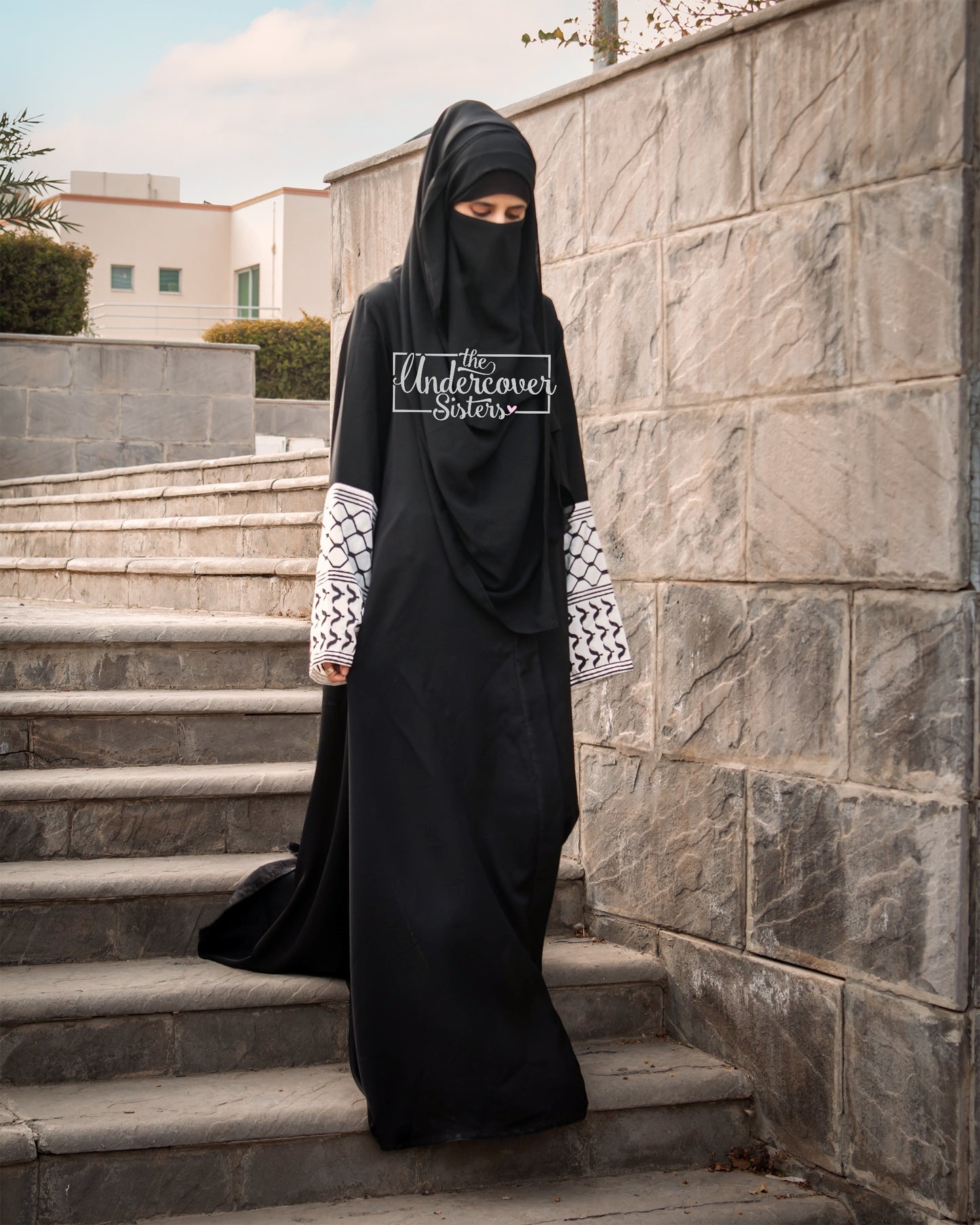 Falasteen Echoes Block-Printed Abaya
