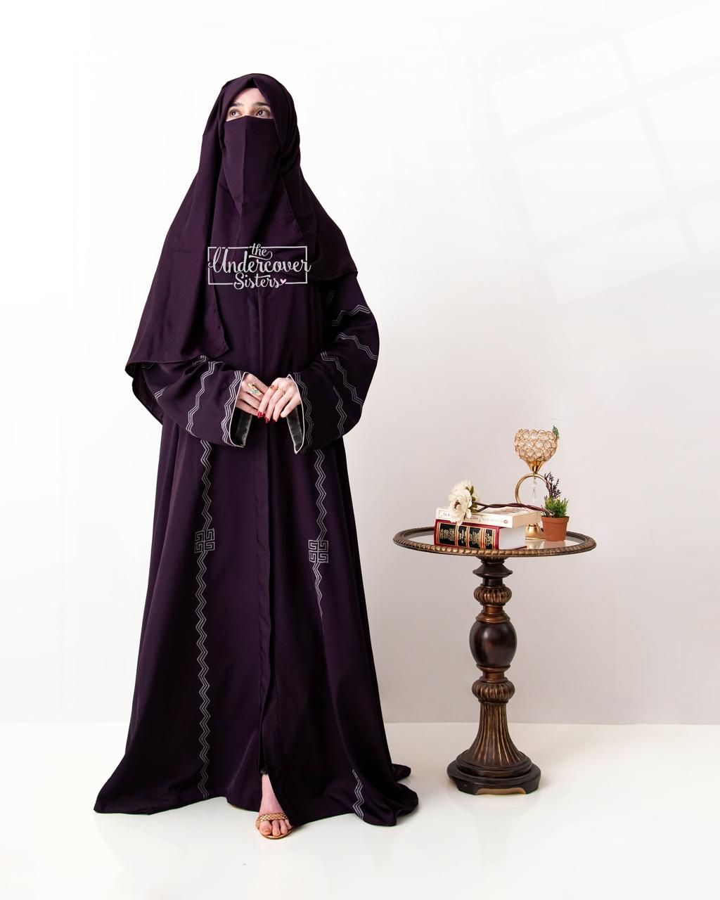 Dyed Hijab & Naqab Set-Dark Purple