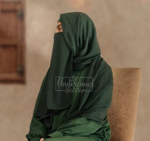 Hijab & Naqab Set-Dark Green