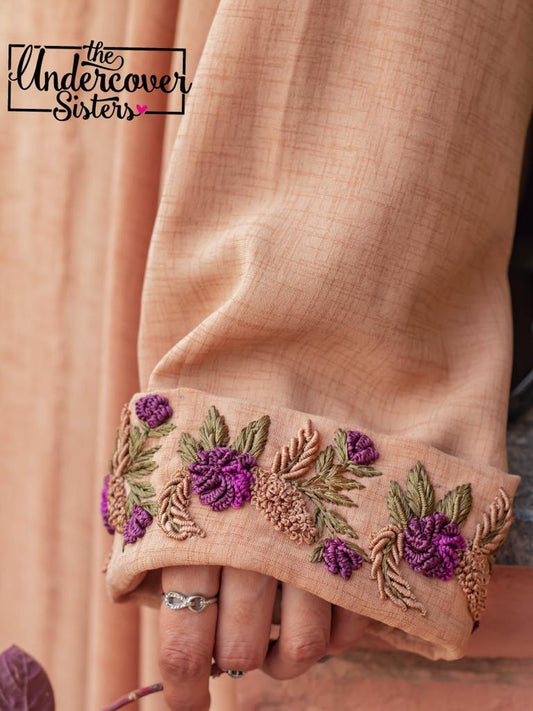 French Knot Embroidered Lapel Coat
