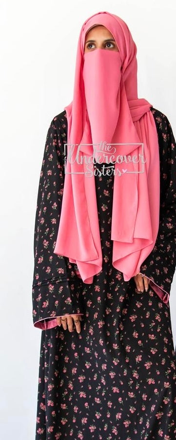 Hijab & Naqab Set-Powder Pink