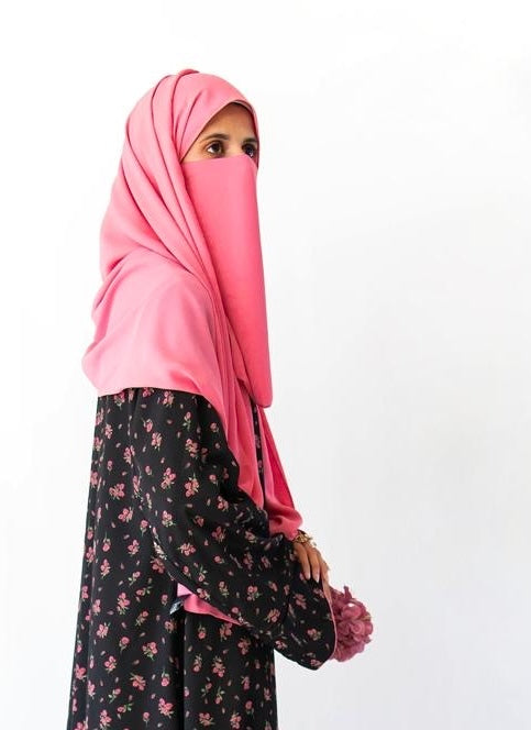 Hijab & Naqab Set-Powder Pink