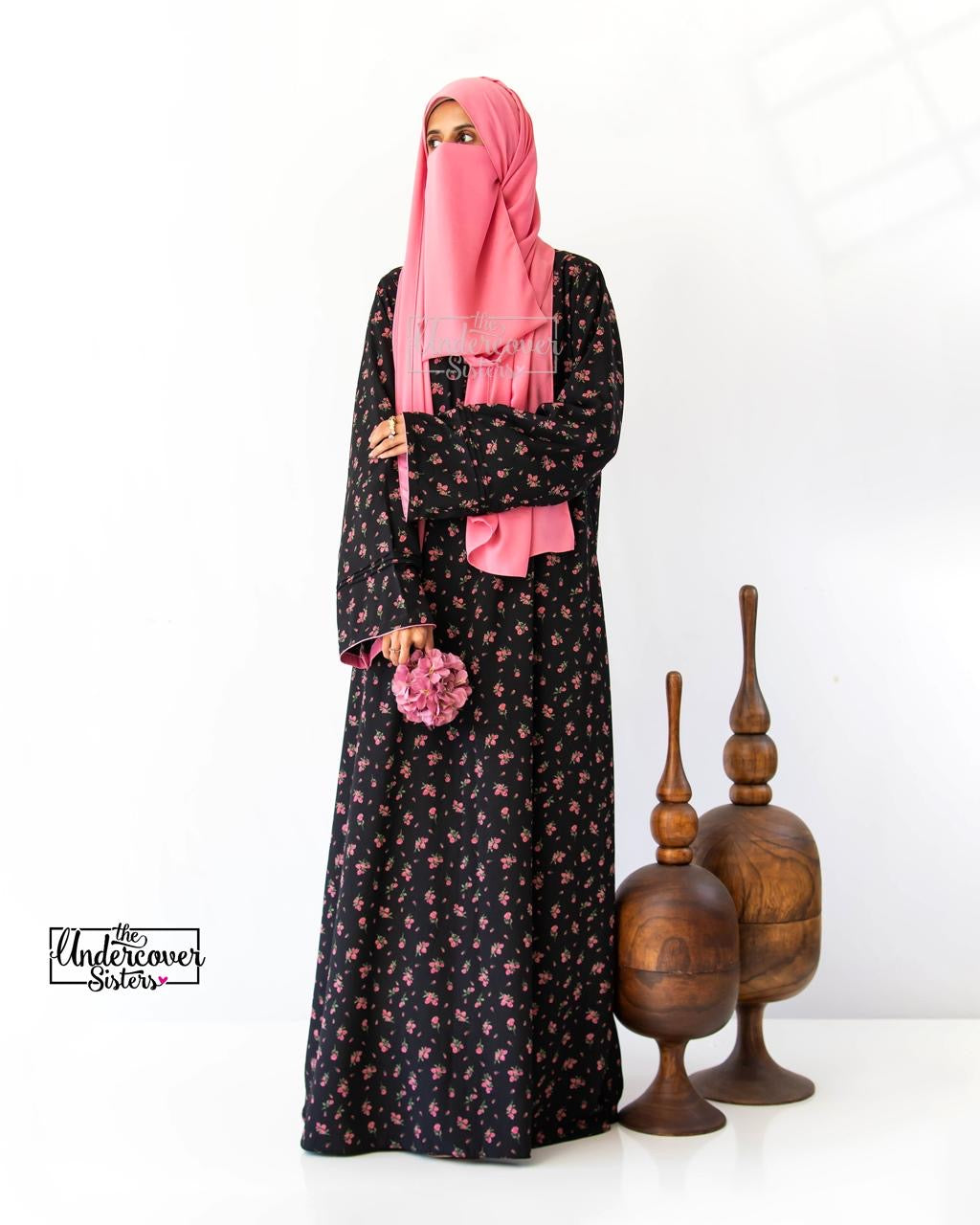 Hijab & Naqab Set-Powder Pink