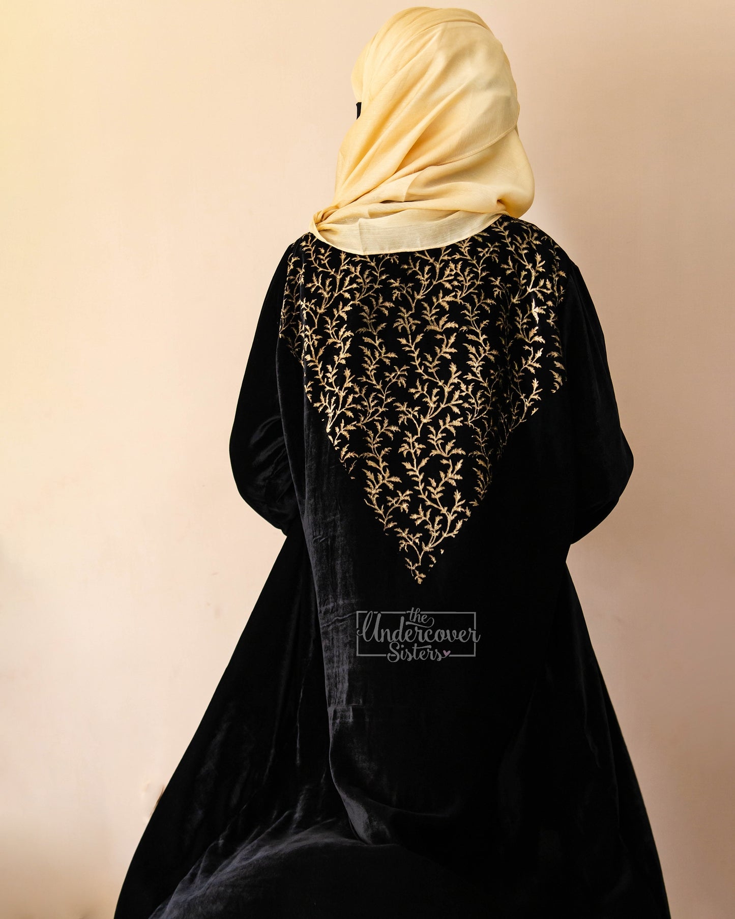 Block-Printed Velvet Abaya