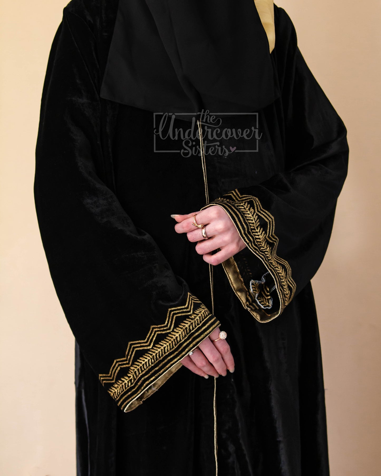 Block-Printed Velvet Abaya
