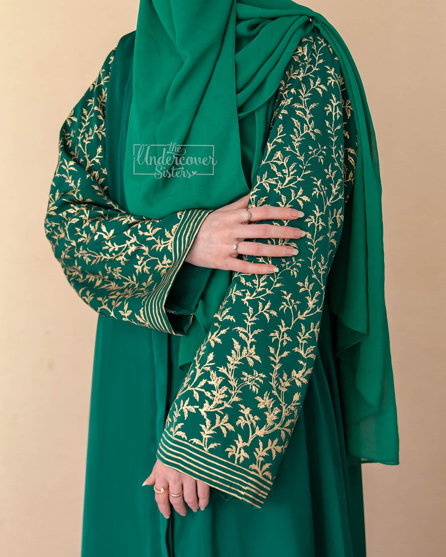 Gold-Pasted Block-Printed Abaya