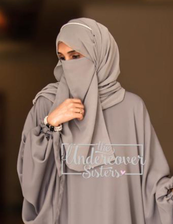 Hijab & Naqab Set-Dark Grey