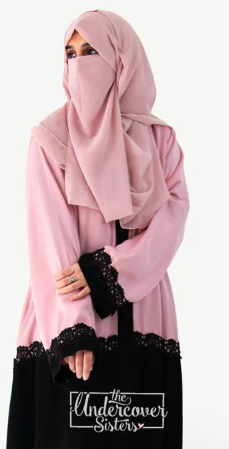 Hijab & Naqab Set-Peach Pink