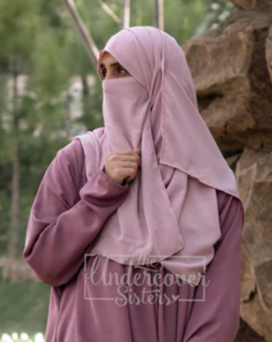 Hijab & Naqab Set-Peach Pink